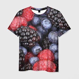 Мужская футболка 3D с принтом Ягодки в Белгороде, 100% полиэфир | прямой крой, круглый вырез горловины, длина до линии бедер | вкусно | голубика | дача | деревня | ежевика | клубника | малина | огород | полезно | сад | смородина | сок | фрукты | черника | ягоды