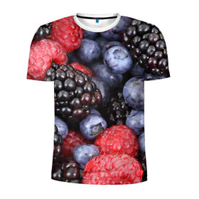 Мужская футболка 3D спортивная с принтом Ягодки в Белгороде, 100% полиэстер с улучшенными характеристиками | приталенный силуэт, круглая горловина, широкие плечи, сужается к линии бедра | вкусно | голубика | дача | деревня | ежевика | клубника | малина | огород | полезно | сад | смородина | сок | фрукты | черника | ягоды