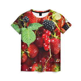 Женская футболка 3D с принтом Любимые ягоды в Белгороде, 100% полиэфир ( синтетическое хлопкоподобное полотно) | прямой крой, круглый вырез горловины, длина до линии бедер | вкусно | голубика | дача | деревня | ежевика | зелень | клубника | малина | огород | полезно | сад | смородина | сок | фрукты | черника | шиповник | ягоды