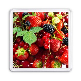 Магнит 55*55 с принтом Любимые ягоды в Белгороде, Пластик | Размер: 65*65 мм; Размер печати: 55*55 мм | Тематика изображения на принте: вкусно | голубика | дача | деревня | ежевика | зелень | клубника | малина | огород | полезно | сад | смородина | сок | фрукты | черника | шиповник | ягоды