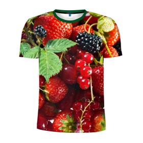 Мужская футболка 3D спортивная с принтом Любимые ягоды в Белгороде, 100% полиэстер с улучшенными характеристиками | приталенный силуэт, круглая горловина, широкие плечи, сужается к линии бедра | вкусно | голубика | дача | деревня | ежевика | зелень | клубника | малина | огород | полезно | сад | смородина | сок | фрукты | черника | шиповник | ягоды
