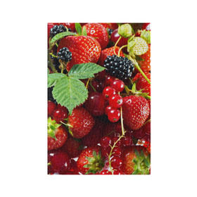 Обложка для паспорта матовая кожа с принтом Любимые ягоды в Белгороде, натуральная матовая кожа | размер 19,3 х 13,7 см; прозрачные пластиковые крепления | Тематика изображения на принте: вкусно | голубика | дача | деревня | ежевика | зелень | клубника | малина | огород | полезно | сад | смородина | сок | фрукты | черника | шиповник | ягоды