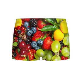Мужские трусы 3D с принтом Вкусные ягоды в Белгороде, 50% хлопок, 50% полиэстер | классическая посадка, на поясе мягкая тканевая резинка | виноград | вкусно | голубика | дача | деревня | ежевика | клубника | малина | огород | полезно | рябина | сад | смородина | сок | фрукты | черника | ягоды