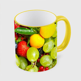 Кружка 3D с принтом Вкусные ягоды в Белгороде, керамика | ёмкость 330 мл | виноград | вкусно | голубика | дача | деревня | ежевика | клубника | малина | огород | полезно | рябина | сад | смородина | сок | фрукты | черника | ягоды