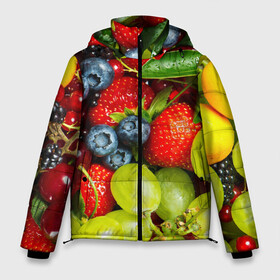 Мужская зимняя куртка 3D с принтом Вкусные ягоды в Белгороде, верх — 100% полиэстер; подкладка — 100% полиэстер; утеплитель — 100% полиэстер | длина ниже бедра, свободный силуэт Оверсайз. Есть воротник-стойка, отстегивающийся капюшон и ветрозащитная планка. 

Боковые карманы с листочкой на кнопках и внутренний карман на молнии. | виноград | вкусно | голубика | дача | деревня | ежевика | клубника | малина | огород | полезно | рябина | сад | смородина | сок | фрукты | черника | ягоды