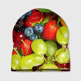Шапка 3D с принтом Вкусные ягоды в Белгороде, 100% полиэстер | универсальный размер, печать по всей поверхности изделия | виноград | вкусно | голубика | дача | деревня | ежевика | клубника | малина | огород | полезно | рябина | сад | смородина | сок | фрукты | черника | ягоды