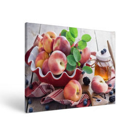Холст прямоугольный с принтом Персики в Белгороде, 100% ПВХ |  | Тематика изображения на принте: ваза | витамины | здоровье | лакомство | мёд | овощи | персики | сладости | тарелка | фрукты | черника | ягоды