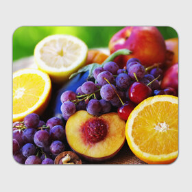 Коврик прямоугольный с принтом Спелые фрукты в Белгороде, натуральный каучук | размер 230 х 185 мм; запечатка лицевой стороны | абрикос | алыча | апельсин | бодрость | веган | виноград | витамины | груша | диета | еда | здоровье | лайм | лимон | молодость | нектар | овощи | персик | питание | польза | сок | фрукты | яблоко | ягоды