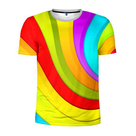 Мужская футболка 3D спортивная с принтом Радуга в Белгороде, 100% полиэстер с улучшенными характеристиками | приталенный силуэт, круглая горловина, широкие плечи, сужается к линии бедра | цветные