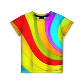 Детская футболка 3D с принтом Радуга в Белгороде, 100% гипоаллергенный полиэфир | прямой крой, круглый вырез горловины, длина до линии бедер, чуть спущенное плечо, ткань немного тянется | Тематика изображения на принте: цветные