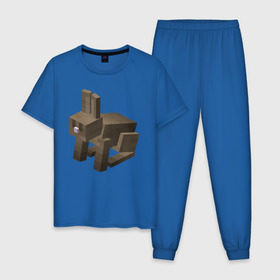 Мужская пижама хлопок с принтом Заяц в Белгороде, 100% хлопок | брюки и футболка прямого кроя, без карманов, на брюках мягкая резинка на поясе и по низу штанин
 | game | minecraft | игры | маинкрафт | майн | майнкравт | майнкрафт