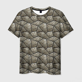 Мужская футболка 3D с принтом Бронепластины в Белгороде, 100% полиэфир | прямой крой, круглый вырез горловины, длина до линии бедер | броня | заклепки | защита | металл | текстура