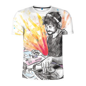 Мужская футболка 3D спортивная с принтом DJ в Белгороде, 100% полиэстер с улучшенными характеристиками | приталенный силуэт, круглая горловина, широкие плечи, сужается к линии бедра | dj | диджей | музыка | пати