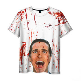 Мужская футболка 3D с принтом Американский психопат в Белгороде, 100% полиэфир | прямой крой, круглый вырез горловины, длина до линии бедер | кристиан бэйл | псих | психопат | ужасы