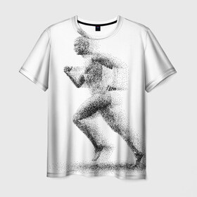 Мужская футболка 3D с принтом Бегун в Белгороде, 100% полиэфир | прямой крой, круглый вырез горловины, длина до линии бедер | 