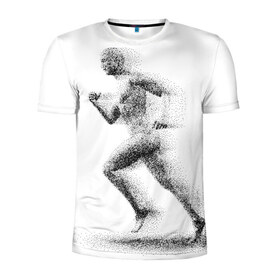 Мужская футболка 3D спортивная с принтом Бегун в Белгороде, 100% полиэстер с улучшенными характеристиками | приталенный силуэт, круглая горловина, широкие плечи, сужается к линии бедра | Тематика изображения на принте: 