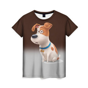 Женская футболка 3D с принтом Max в Белгороде, 100% полиэфир ( синтетическое хлопкоподобное полотно) | прямой крой, круглый вырез горловины, длина до линии бедер | animal | dog | pets | the secret life of pets | домашние животные | животные | песик | собака | собачка | тайная жизнь домашних животных