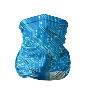 Бандана-труба 3D с принтом Системная плата в Белгороде, 100% полиэстер, ткань с особыми свойствами — Activecool | плотность 150‒180 г/м2; хорошо тянется, но сохраняет форму | Тематика изображения на принте: кибер | микросхема | синий