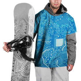 Накидка на куртку 3D с принтом Системная плата в Белгороде, 100% полиэстер |  | Тематика изображения на принте: кибер | микросхема | синий