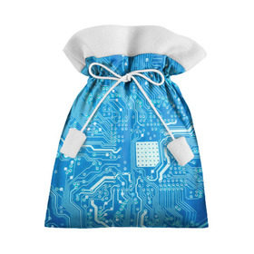 Подарочный 3D мешок с принтом Системная плата в Белгороде, 100% полиэстер | Размер: 29*39 см | Тематика изображения на принте: кибер | микросхема | синий