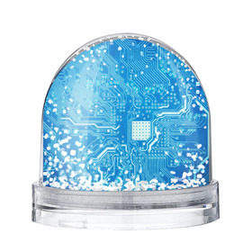 Снежный шар с принтом Системная плата в Белгороде, Пластик | Изображение внутри шара печатается на глянцевой фотобумаге с двух сторон | кибер | микросхема | синий