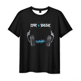 Мужская футболка 3D с принтом Live 4 music в Белгороде, 100% полиэфир | прямой крой, круглый вырез горловины, длина до линии бедер | dj | music | диджей | клуб | музыка