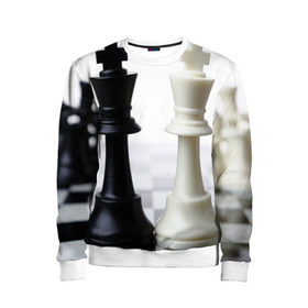 Детский свитшот 3D с принтом Шахматы в Белгороде, 100% полиэстер | свободная посадка, прямой крой, мягкая тканевая резинка на рукавах и понизу свитшота | Тематика изображения на принте: белая | черная | шахматы