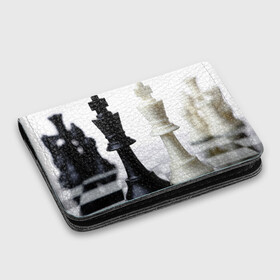 Картхолдер с принтом с принтом Шахматы в Белгороде, натуральная матовая кожа | размер 7,3 х 10 см; кардхолдер имеет 4 кармана для карт; | Тематика изображения на принте: белая | черная | шахматы