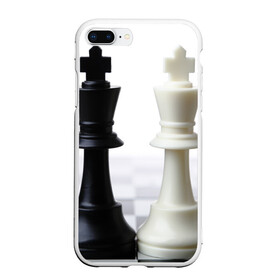 Чехол для iPhone 7Plus/8 Plus матовый с принтом Шахматы в Белгороде, Силикон | Область печати: задняя сторона чехла, без боковых панелей | белая | черная | шахматы