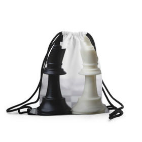 Рюкзак-мешок 3D с принтом Шахматы в Белгороде, 100% полиэстер | плотность ткани — 200 г/м2, размер — 35 х 45 см; лямки — толстые шнурки, застежка на шнуровке, без карманов и подкладки | Тематика изображения на принте: белая | черная | шахматы