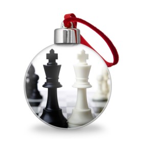 Ёлочный шар с принтом Шахматы в Белгороде, Пластик | Диаметр: 77 мм | Тематика изображения на принте: белая | черная | шахматы