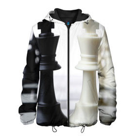 Мужская куртка 3D с принтом Шахматы в Белгороде, ткань верха — 100% полиэстер, подклад — флис | прямой крой, подол и капюшон оформлены резинкой с фиксаторами, два кармана без застежек по бокам, один большой потайной карман на груди. Карман на груди застегивается на липучку | белая | черная | шахматы