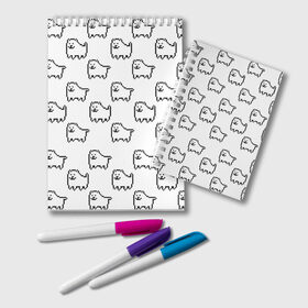 Блокнот с принтом Undertale Annoying dog white в Белгороде, 100% бумага | 48 листов, плотность листов — 60 г/м2, плотность картонной обложки — 250 г/м2. Листы скреплены удобной пружинной спиралью. Цвет линий — светло-серый
 | 8 bit | annoying dog | dog | pixel art | undertale | white
