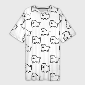 Платье-футболка 3D с принтом Undertale Annoying dog white в Белгороде,  |  | 8 bit | annoying dog | dog | pixel art | undertale | white
