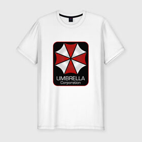 Мужская футболка премиум с принтом Umbrella corporation в Белгороде, 92% хлопок, 8% лайкра | приталенный силуэт, круглый вырез ворота, длина до линии бедра, короткий рукав | resident evil | вирус | зомби