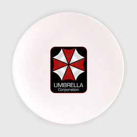 Тарелка 3D с принтом Umbrella corporation в Белгороде, фарфор | диаметр - 210 мм
диаметр для нанесения принта - 120 мм | resident evil | вирус | зомби