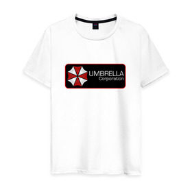 Мужская футболка хлопок с принтом Umbrella corporation Нашивка-2 в Белгороде, 100% хлопок | прямой крой, круглый вырез горловины, длина до линии бедер, слегка спущенное плечо. | Тематика изображения на принте: resident evil | вирус | зомби