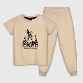 Детская пижама хлопок с принтом cs:go - Defuse Angel в Белгороде, 100% хлопок |  брюки и футболка прямого кроя, без карманов, на брюках мягкая резинка на поясе и по низу штанин
 | cs | csgo | ct | fire | game | terror | го | кс | ксго | огонь