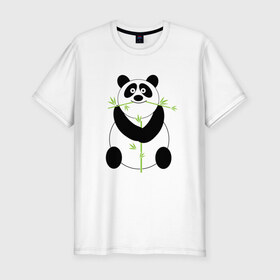 Мужская футболка премиум с принтом Весёлая панда в Белгороде, 92% хлопок, 8% лайкра | приталенный силуэт, круглый вырез ворота, длина до линии бедра, короткий рукав | бамбук