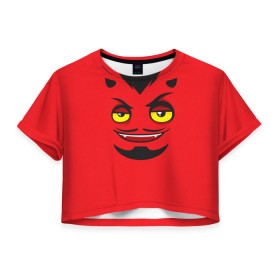 Женская футболка 3D укороченная с принтом Дьявол в Белгороде, 100% полиэстер | круглая горловина, длина футболки до линии талии, рукава с отворотами | дьявол | монстр | прикольные картинки | чёрт