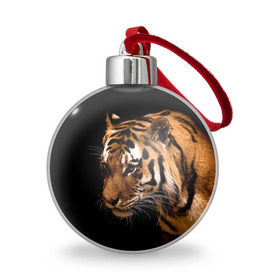Ёлочный шар с принтом Тигр в Белгороде, Пластик | Диаметр: 77 мм | Тематика изображения на принте: полосы | хищник