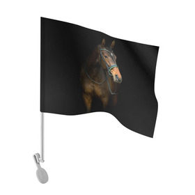 Флаг для автомобиля с принтом Породистый жеребец в Белгороде, 100% полиэстер | Размер: 30*21 см | жеребец | животные | конь | лошадка | лошадь | погоня | седло | скакун | скачки | узда
