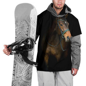 Накидка на куртку 3D с принтом Породистый жеребец в Белгороде, 100% полиэстер |  | Тематика изображения на принте: жеребец | животные | конь | лошадка | лошадь | погоня | седло | скакун | скачки | узда