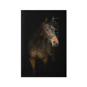 Обложка для паспорта матовая кожа с принтом Породистый жеребец в Белгороде, натуральная матовая кожа | размер 19,3 х 13,7 см; прозрачные пластиковые крепления | жеребец | животные | конь | лошадка | лошадь | погоня | седло | скакун | скачки | узда