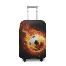 Чехол для чемодана 3D с принтом Страсть к футболу в Белгороде, 86% полиэфир, 14% спандекс | двустороннее нанесение принта, прорези для ручек и колес | игра | искры | мяч | огонь | пламя | спорт | страсть | фанат | футбол | футболист