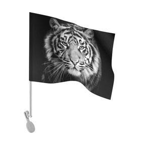 Флаг для автомобиля с принтом Красавец тигр в Белгороде, 100% полиэстер | Размер: 30*21 см | Тематика изображения на принте: джунгли | дикая кошка | животные | зверь | король | кровь | мясо | опасность | охотник | тигр | хищник | царь | цирк