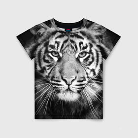 Детская футболка 3D с принтом Красавец тигр в Белгороде, 100% гипоаллергенный полиэфир | прямой крой, круглый вырез горловины, длина до линии бедер, чуть спущенное плечо, ткань немного тянется | джунгли | дикая кошка | животные | зверь | король | кровь | мясо | опасность | охотник | тигр | хищник | царь | цирк