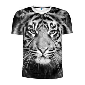 Мужская футболка 3D спортивная с принтом Красавец тигр в Белгороде, 100% полиэстер с улучшенными характеристиками | приталенный силуэт, круглая горловина, широкие плечи, сужается к линии бедра | джунгли | дикая кошка | животные | зверь | король | кровь | мясо | опасность | охотник | тигр | хищник | царь | цирк