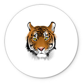 Коврик круглый с принтом Морда тигра в Белгороде, резина и полиэстер | круглая форма, изображение наносится на всю лицевую часть | Тематика изображения на принте: зверь | кошка | полосы | тигр | хищник