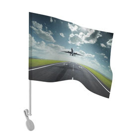 Флаг для автомобиля с принтом Самолет в Белгороде, 100% полиэстер | Размер: 30*21 см | взлет | небо | природа